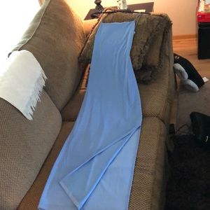 Long formal spaghetti strap light blue